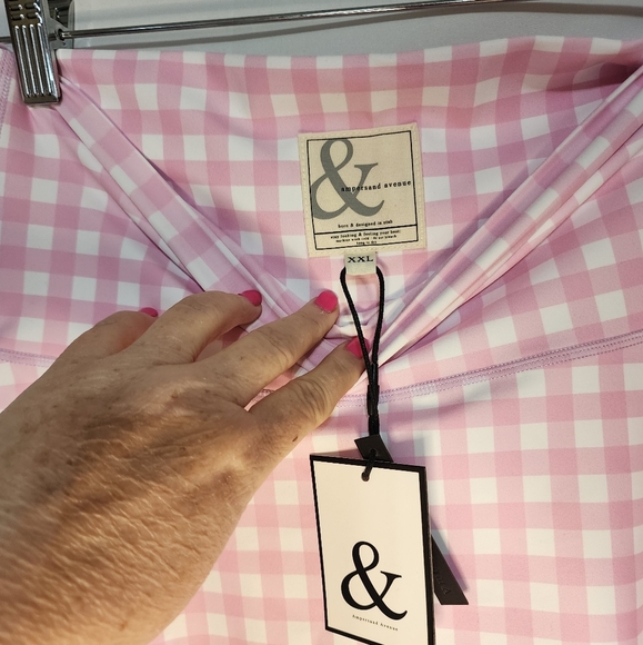 NWT Ampersand Pastel Pink Gingham Biker Shorts Sporty Balletcore Y2K Medium & 2X - Picture 5 of 11